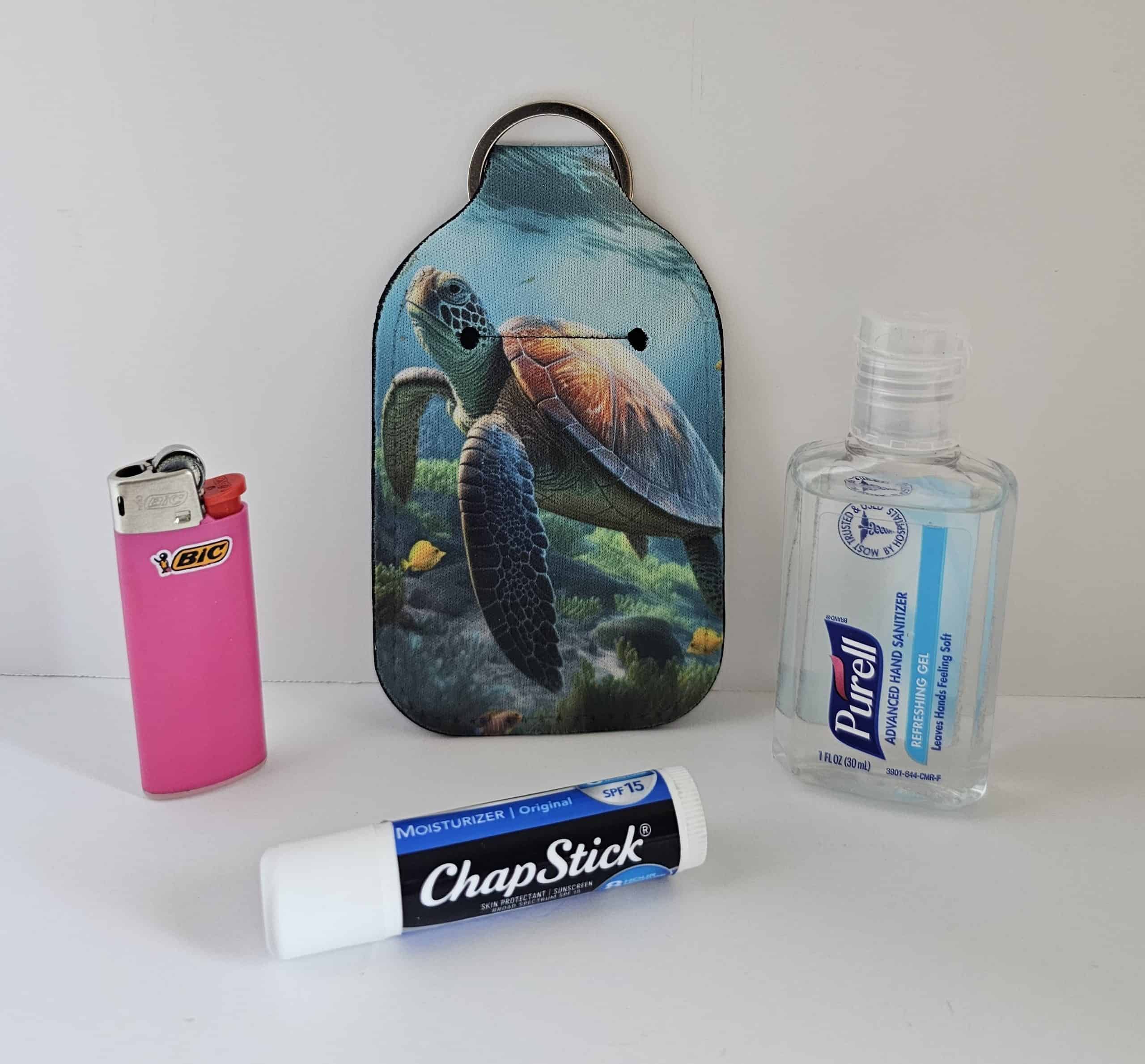 Sea Turtle Hand Sanitizer Bottle Holder W/Key Ring Gemini Rose Creations