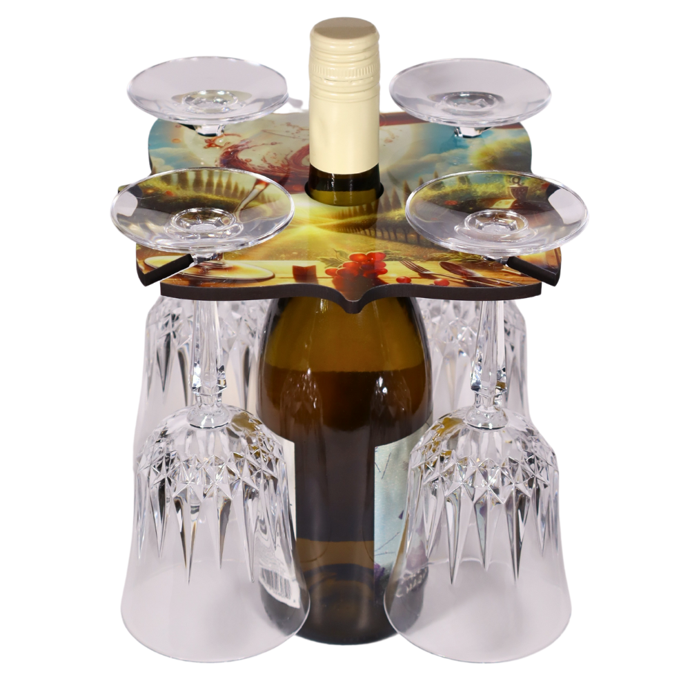 Wine Caddy - Holds Bottle and 4 Glasses - Image 2