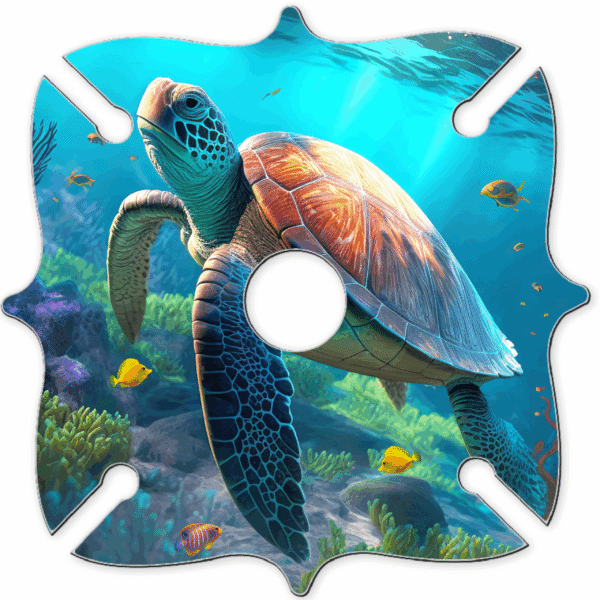 Sea Turtle Wine Caddy/Carrier - Holds Bottle and 4 Glasses