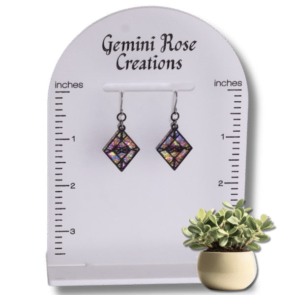 Black Diamond Shaped Acrylic Dangle Earrings