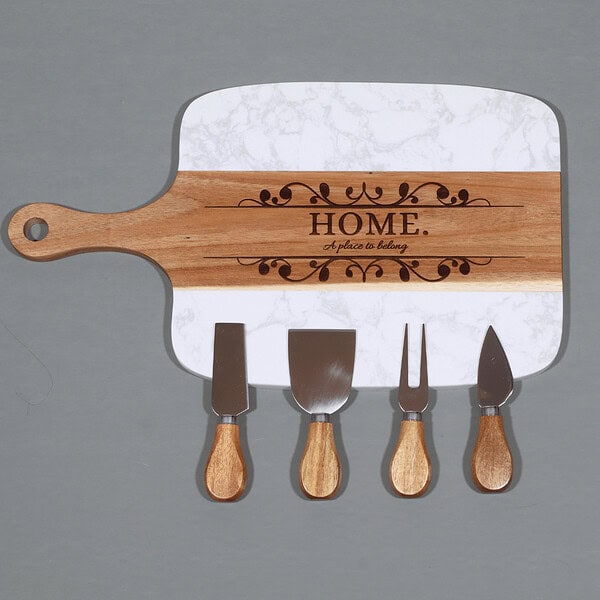 Engraved Marble & Wood Serving Board| Home A Place To Belong (V1)