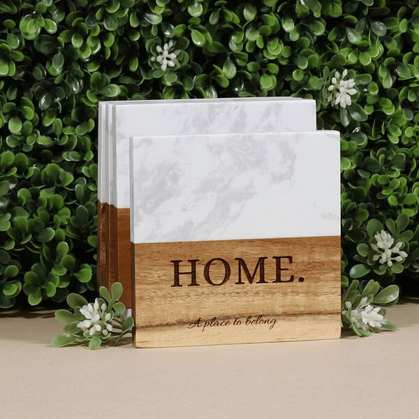 Engraved Marble & Wood Coasters | Home A Place To Belong (V2)