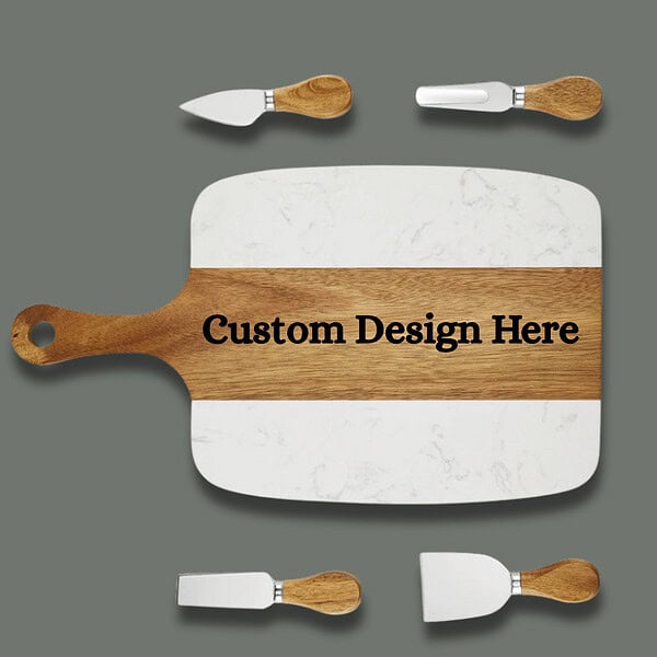 Custom Engraved Marble & Wood Serving Board