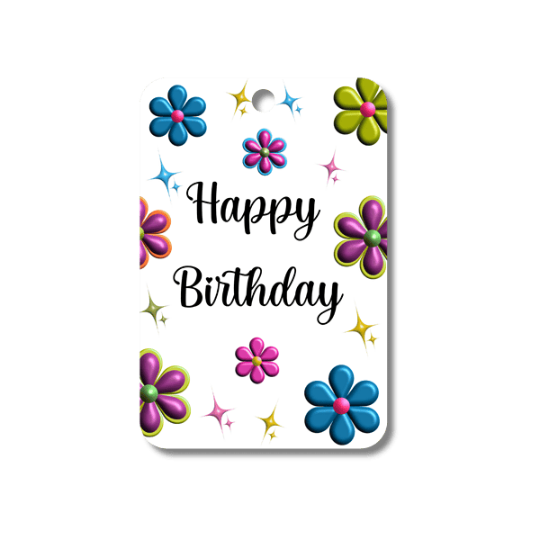 Money Card - Happy Birthday Puffy Flowers