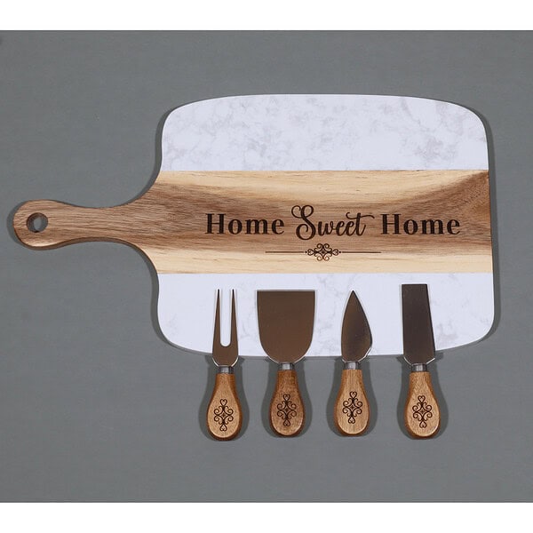Engraved Marble & Wood Serving Board| Home Sweet Home
