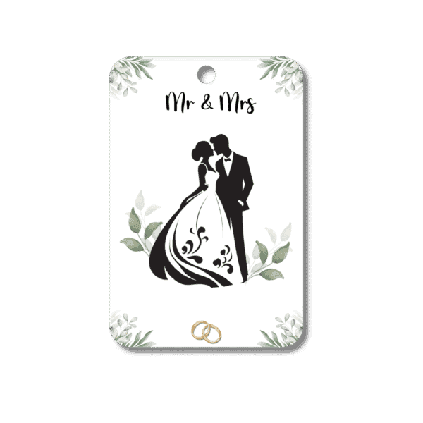Money Card - Bride & Groom Silhouette | Mr & Mrs w/Ring| Greenery
