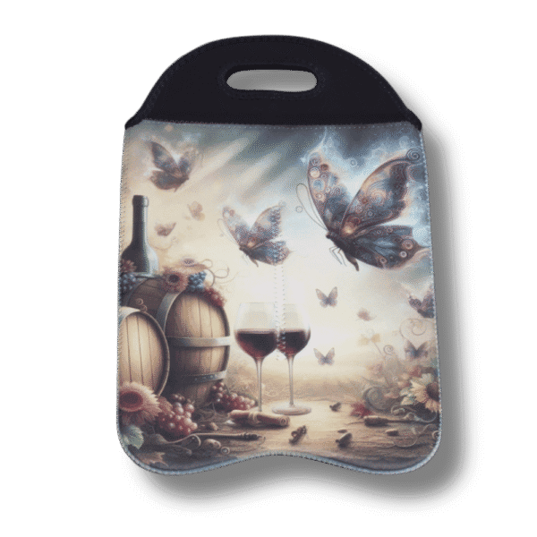 Double Neoprene Insulated Wine Tote|2 Bottle| Butterfly V2
